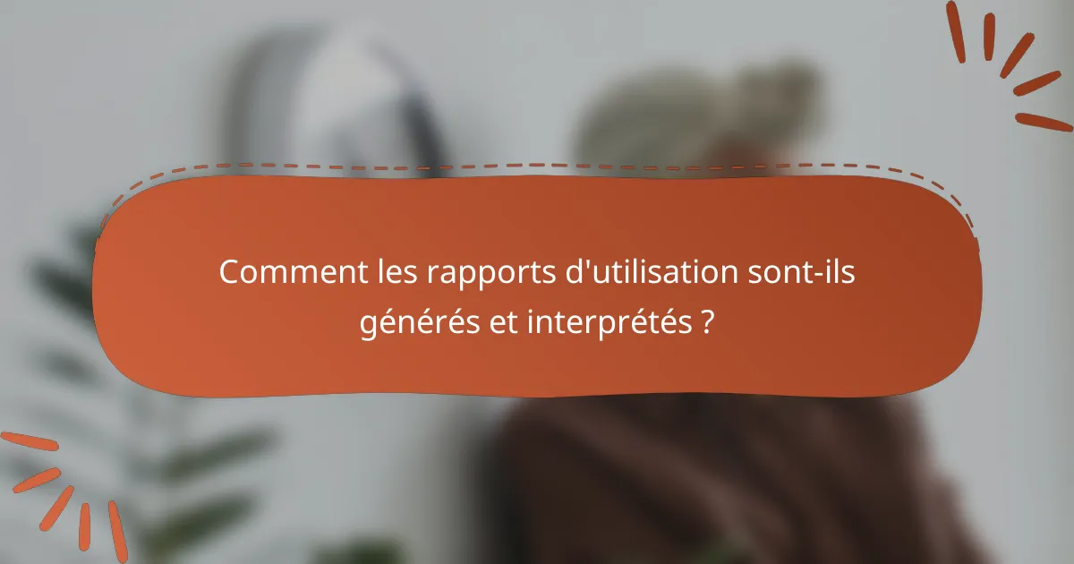 Comment les rapports d'utilisation sont-ils générés et interprétés ?